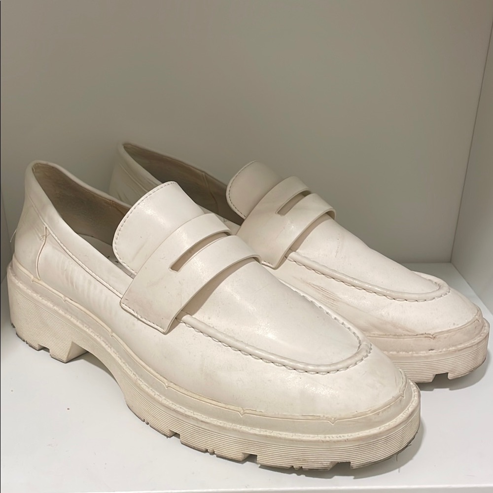 Zara White Chunky Sole Loafers
